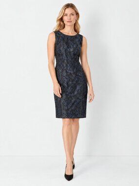 Ann Taylor Petite 0P Navy Black Lace Sheath Dress NWT Sleeveless Cocktail